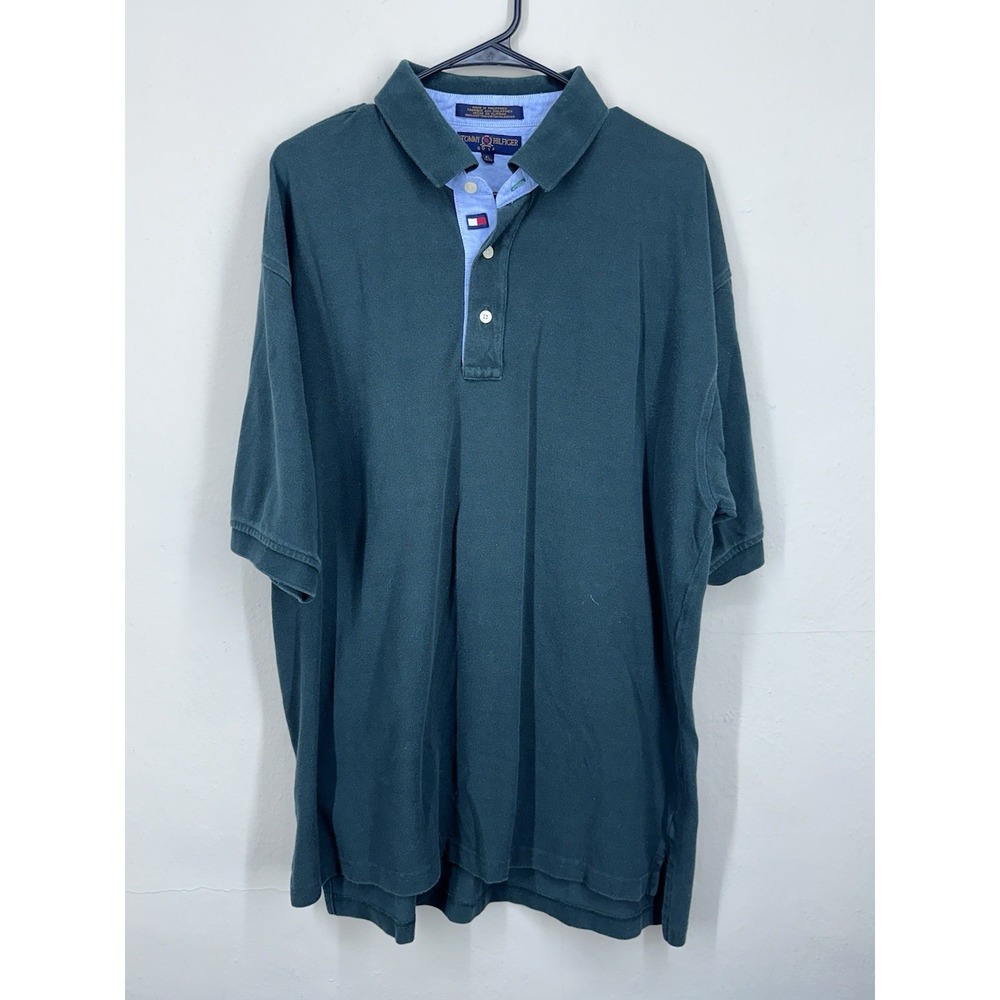 Tommy Hilfiger Golf Polo Shirt XL Short Sleeve Pique Forest Green Modern Casual